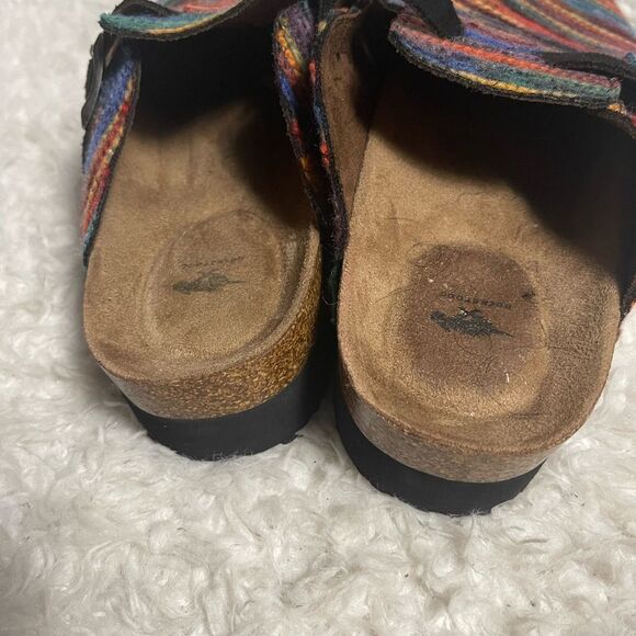 Rocket Dog fabric multi color Striped Clogs with Buckle accent SZ9 - Picture 7 of 9